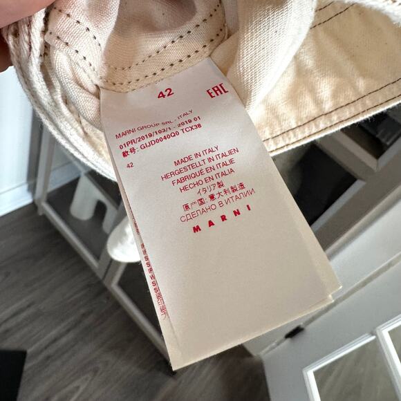 Marni Two Tone Denim Jean Trucker Jacket Neutral Beige Ivory Cropped Cotton 42 M - Picture 6 of 6